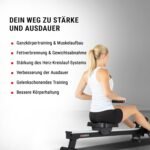 Hammer Rudergerät Cobra XTR Plus II für zu Hause – Rudermaschine mit innovativem Trainingscomputer, Smartphone-/Tablethalterung, bis 130 kg Nutzergewicht, 232 x 55 x 75 cm, Schwarz, 4532