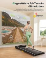 UREVO Smart Walking Pad, Kompaktes Leises Laufband Schreibtisch, mit Sechs-Punkt-Stoßdämpfung, Workout-App mit Track Insights und MIIT-Modus, für Zuhause/Büro