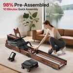 JOROTO Rudergerät für Zuhause, Holz Wasser Rudergerät Klappbar | Bluetooth-Verbindung zur Kinomap-App | Maximale Gewichtskapazität 150 kg | 16L Wassertank | 98% vorinstalliert