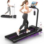 2026 Laufband für Zuhause mit App, Leises Laufband bis 12km/h mit Lautsprechern, 6-in-1 Walking Pad klappbar mit 2,75HP Motor, Treadmill mit 9% Steigung, LCD-Anzeige, Gelenkschonend, Bis 160KG