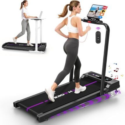 2026 Laufband für Zuhause mit App, Leises Laufband bis 12km/h mit Lautsprechern, 6-in-1 Walking Pad klappbar mit 2,75HP Motor, Treadmill mit 9% Steigung, LCD-Anzeige, Gelenkschonend, Bis 160KG