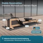 Skandika Rudergerät für Zuhause Torin P6-G | Rudergeräte Krafttraining, mit Eigenantrieb, Rahmen aus Echtholz, Magnetbremse 32 Stufen, Bluetooth & Kinomap App kompatibel, Aufstellfunktion, bis 150 kg