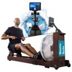 Skandika Rudergerät Wasser aus Holz Lykke | Wasser Rudergerät für Zuhause, 45% mehr Widerstand mit 90° Tank, aus massiver europäischer Buche, Kinomap App kompatibel, Wasserrudergerät platzsparend