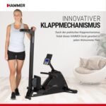Hammer Rudergerät Cobra XTR Plus II für zu Hause – Rudermaschine mit innovativem Trainingscomputer, Smartphone-/Tablethalterung, bis 130 kg Nutzergewicht, 232 x 55 x 75 cm, Schwarz, 4532