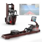 PASYOU Rudergerät für Zuhause aus Eiche, Wasserrudergerät klappbar mit Bluetooth Display &30 Tage kostenlose Kinomap-Mitgliedschaft,Rudermaschine mit Verstellbarer Tablethalterung 150kg belastbar PW60