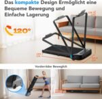 Laufband für Zuhause mit Neigung bis 14 km/h, Laufband Klappbar mit Schreibtisch-Workstation, LED-Anzeige, Fernbedienung und App-Steuerung, kompakte Walking Pad für Zuhause und Büro