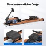 MERACH Wasser Rudergerät Holz Klappbar, Gummibaummaterial & Komfortabler Sitz, mit Exklusiver APP mit Interaktiven Kartenerfahrung, Immersives Rudererlebnis, Ideal für Heimfitness