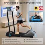 Laufband für Zuhause mit Neigung bis 14 km/h, Laufband Klappbar mit Schreibtisch-Workstation, LED-Anzeige, Fernbedienung und App-Steuerung, kompakte Walking Pad für Zuhause und Büro