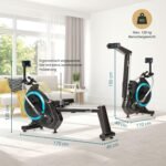 Skandika Rudergerät für Zuhause Nordlys | ECHTES RUDERGEFÜHL durch kugelgelagerte Schwenkarme, Klappbar, Magnetwiderstand, 16 Stufen, 21 Trainingsprogramme, Bluetooth, Kinomap-App, Rudermaschine
