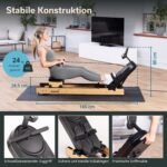 Skandika Rudergerät Rovek | Rudermaschine Holz, Rudergerät für Zuhause klappbar, Magnetwiderstand mit 32 Stufen, Kinomap App kompatibel, aufstellbar, bis 195 cm