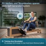 Skandika Rudergerät für Zuhause Torin P6-G | Rudergeräte Krafttraining, mit Eigenantrieb, Rahmen aus Echtholz, Magnetbremse 32 Stufen, Bluetooth & Kinomap App kompatibel, Aufstellfunktion, bis 150 kg
