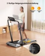 Laufband für Zuhause mit 12% Steigung, 12km/h Klappbar Laufband mit 1150MM Einziehbares Steigrohr, 6 in 1 Walking Pad, 95°/105° Drehbarer Steigrohr, 2.5HP Leiser Motor, Fernbedienung und App