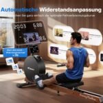 MERACH Rudergerät für Zuhause, Eigenerzeugung, Verbesserter Magnetischer Spitzenwiderstand von 60 kg, Automatische Widerstandsanpassung, Doppelte Holzschienen, LED-Anzeige, Professionelles (R21)