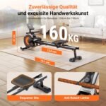 Dripex Rudergerät für Zuhause, Rudergeräte bis 160 kg Belastbar, Magnetisches Rudergerät mit 16 Widerstandsstufen, Verbesserte Doppelschienen, Bluetooth App Verbindung, LCD-Monitor, Leise Platzsparend