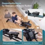 Skandika Rudergerät Nemo III Hybrid | Wasser- und Magnetwiderstand, 32 elektrische Widerstandsstufen, 15 Programme, bis 200 cm, App-kompatibel, aufstellbar | Wasserrudergerät, Fitnessgerät für Zuhause