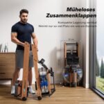 MERACH Wasser Rudergerät Holz Klappbar, Gummibaummaterial & Komfortabler Sitz, mit Exklusiver APP mit Interaktiven Kartenerfahrung, Immersives Rudererlebnis, Ideal für Heimfitness