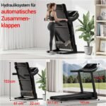 UMAY Laufband mit Steigung 14km/h, Laufband Für Zuhause Klappbar mit 3,0 PS Motor und 3 Steigungsstufen, Foldable Treadmill for Home mit 12 Trainingsprogrammen, Max Belastung 136KG