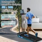 Laufband für Zuhause mit Neigung bis 14 km/h, Laufband Klappbar mit Schreibtisch-Workstation, LED-Anzeige, Fernbedienung und App-Steuerung, kompakte Walking Pad für Zuhause und Büro