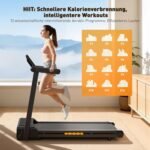 Laufband für Zuhause mit Automatische Steigung, 3,5-4,5PS Klappbar Laufband mit Steigung, 15"- 18" Zoll Breit LED Anzeige & 12 HIIT-Programme, 136-180kg Tragkraft, Voll Vormontiert