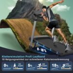 Kitopa Laufband für Zuhause, Treadmill bis 7PS und 20KM/H(12 MP/H), Profi Große Lauffläche Laufband mit 18 Steigung, Laufbander Klappbar mit interaktivem LCD-Display & Bluetooth, Laufbander bis 180KG