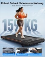 MERACH Walking Pad, Laufband Für Zuhause mit 10%/12% Automatischer Steigung, Max 159KG/180KG, Leiser Motor, Laufband Schreibtisch für den Heim- und Bürogebrauch, Geräuscharme Laufbänder, Fernbedienung