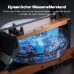 MERACH Wasser Rudergerät Holz Klappbar, Gummibaummaterial & Komfortabler Sitz, mit Exklusiver APP mit Interaktiven Kartenerfahrung, Immersives Rudererlebnis, Ideal für Heimfitness