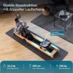 Skandika Rudergerät Wasser aus Holz Lykke | Wasser Rudergerät für Zuhause, 45% mehr Widerstand mit 90° Tank, aus massiver europäischer Buche, Kinomap App kompatibel, Wasserrudergerät platzsparend