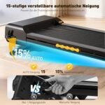 Laufband für Zuhause mit Automatische Steigung, 3,5-4,5PS Klappbar Laufband mit Steigung, 15"- 18" Zoll Breit LED Anzeige & 12 HIIT-Programme, 136-180kg Tragkraft, Voll Vormontiert