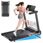Laufband für Zuhause mit Automatische Steigung, 3,5-4,5PS Klappbar Laufband mit Steigung, 15"- 18" Zoll Breit LED Anzeige & 12 HIIT-Programme, 136-180kg Tragkraft, Voll Vormontiert