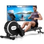 [2026 Neu] Rudergerät für Zuhause, DMASUN Magnetisches Rudergerät mit Upgrade Doppel-Slide-Rails, APP-Verbindung, 16 Widerstandsstufen, LCD-Datenanzeige, ideal für Cardio-Training, Bis 160kg Belastbar